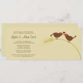 ラブバーズ 4" x 9.25" 結婚記念日 招待状 (正面/裏面)