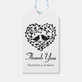 ラブバードありがとう白黒フローラハート ギフトタグ (正面)