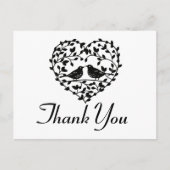 ラブバードありがとう白黒フローラハート ポストカード (正面)