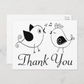 ラブバードありがとう結婚白黒の鳥 ポストカード (正面/裏面)