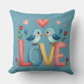 ラブバードお洒落ズパステルコテージコアアート クッション (正面)