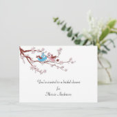 ラブバードさくらんぼ花ズブライダルシャワー招待状 招待状 (スタンド正面)