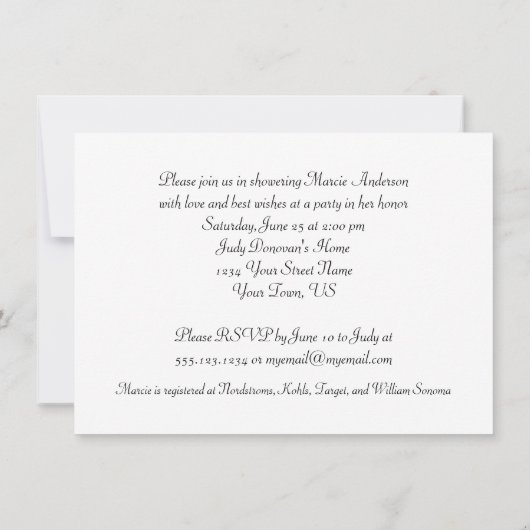 ラブバードさくらんぼ花ズブライダルシャワー招待状 招待状 (裏面)