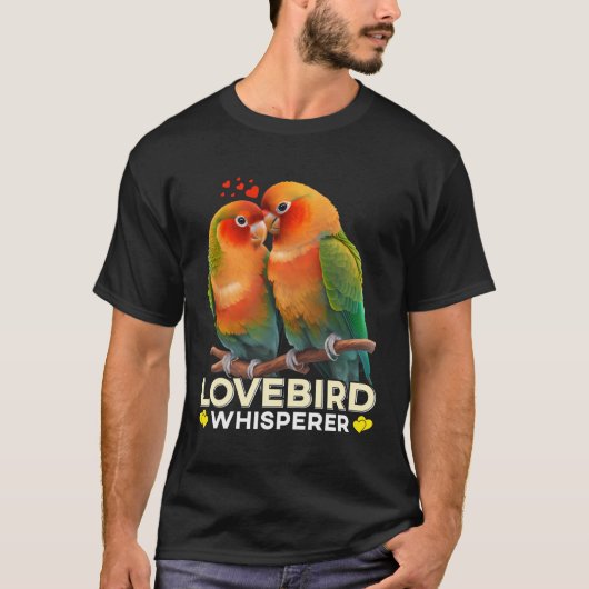 ラブバードささやき鳥の恋人アオウム愛バードーWh Tシャツ (正面)