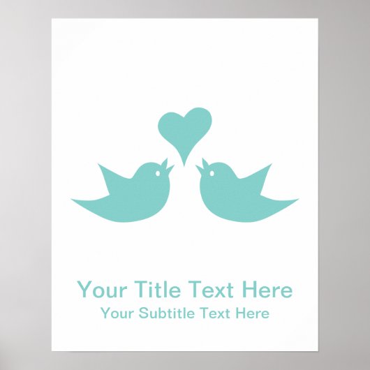 ラブバードとハートカスタム文字 ポスター (正面)