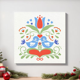 ラブバードと花 キャンバスプリント