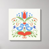 ラブバードと花 キャンバスプリント (正面)