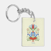 ラブバードと花 キーホルダー (正面左)