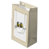 ラブバードのさくらんぼの枝ベージュ スモールペーパーバッグ (裏面アングル)