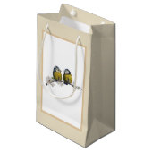 ラブバードのさくらんぼの枝ベージュ スモールペーパーバッグ (正面アングル)