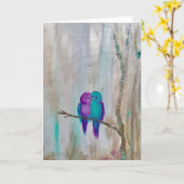 ラブバードのグリーティングカード カード (黄色い花)