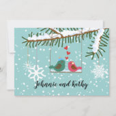 ラブバードのスウィング 冬の披露宴のみのご招待 招待状 (正面)