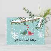 ラブバードのスウィング 冬の披露宴のみのご招待 招待状 (スタンド正面)