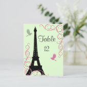 ラブバードのテーブル番号（緑） ポストカード (スタンド正面)