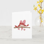 ラブバードのバレンタインデーシングカード カード (黄色い花)