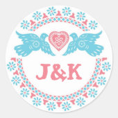 ラブバードの珊瑚とアクアラウンドステッカー ラウンドシール (正面)