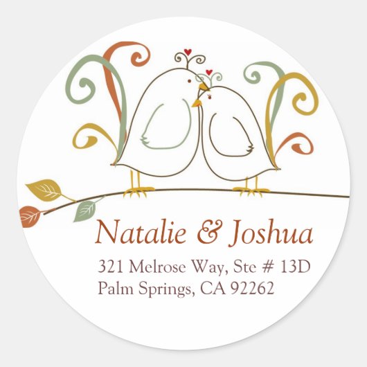 ラブバードの秋住所 シール (正面)