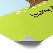 ラブバードの結婚式付き指紋 / 署名ツリー ポスター (角)