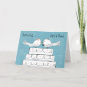 ラブバードの結婚式、新郎新婦のお祝い カード (正面)