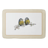 ラブバードはさくらんぼの花の枝ベージュに座っている バスマット (正面)