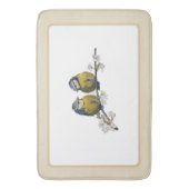 ラブバードはさくらんぼの花の枝ベージュに座っている バスマット (正面縦)