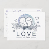 ラブバードは紫の日結婚付け 案内ポストカード (正面/裏面)