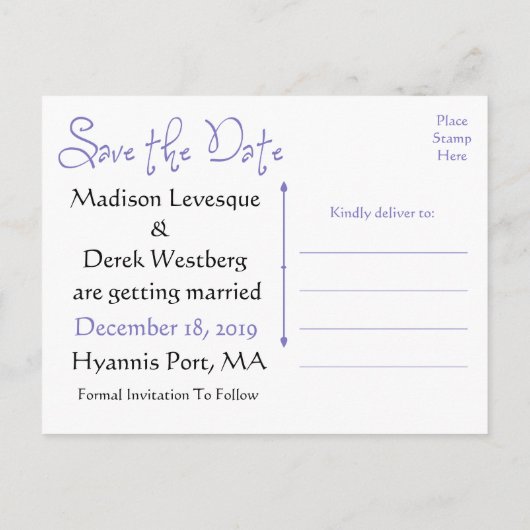 ラブバードは紫の日結婚付け 案内ポストカード (裏面)