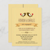 ラブバードイエローエンゲージメントパーティー招待状 招待状 (正面/裏面)