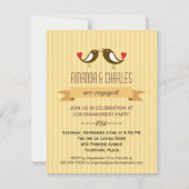 ラブバードイエロー婚約パーティ招待状 招待状 (正面)