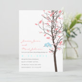 ラブバードインツリー-ピンクと青 招待状 (スタンド正面)