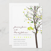 ラブバードイン水玉模様ツリー 招待状 (正面/裏面)
