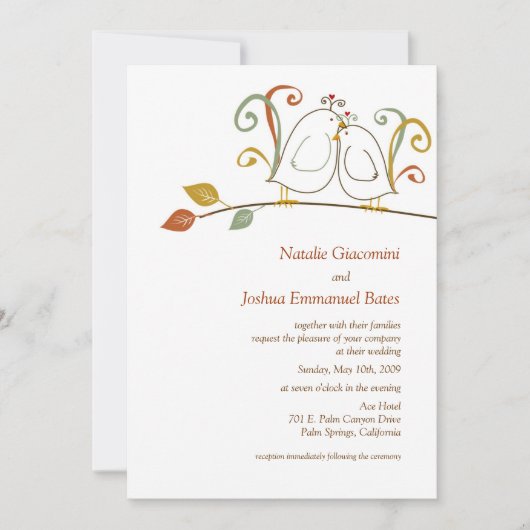 ラブバードオンブランチズ結婚式招待状 招待状 (正面)