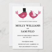 ラブバードカスタマイズ可能な結婚式招待状。 招待状 (正面)