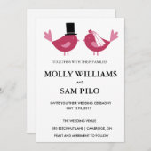 ラブバードカスタマイズ可能な結婚式招待状。 招待状 (正面/裏面)