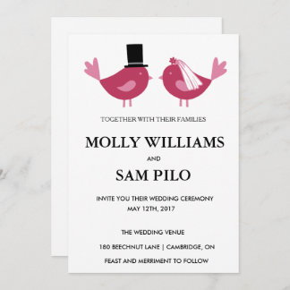 ラブバードカスタマイズ可能な結婚式招待状。 招待状
