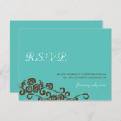 ラブバードガーデン ティールブルー ウェディング RSVP 返信 (正面/裏面)