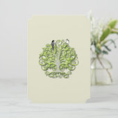 ラブバードグリーンスワールツリー結婚式招待状#2 招待状 (スタンド正面)