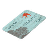 ラブバードグリーンブルーフォレストウェディング日付を保存 マグネット (左側)