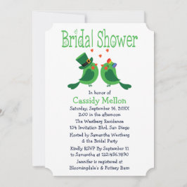 ラブバードグリーン&ホワイトブライダルシャワー 招待状