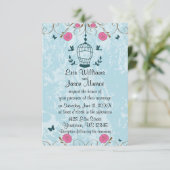 ラブバードケージ ローズ ウェディング 招待状 (スタンド正面)