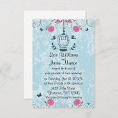 ラブバードケージ ローズ ウェディング 招待状 (正面/裏面)