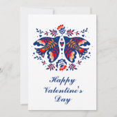 ラブバードスカンジナビアンフォークアートバレンタインデー シーズンカード (正面)