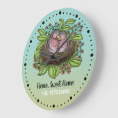 ラブバードズカップルインネストホームスイートホーム ラージ壁時計 (傾斜)