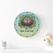 ラブバードズカップルインネストホームスイートホーム ラージ壁時計 (ホーム)