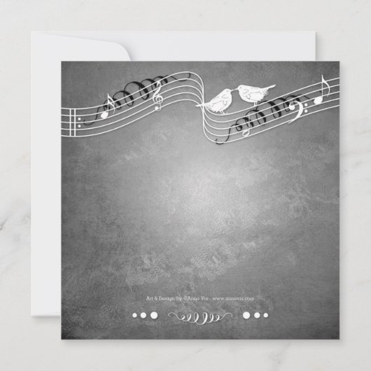 ラブバードソングミュージック結婚式招待状 招待状 (裏面)