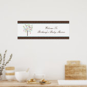 ラブバードツリー水玉模様ベビーシャワーバナー ポスター (キッチン)