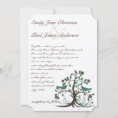 ラブバードティール（緑がかった色）&ブラウンツリー結婚式招待状 招待状 (正面)