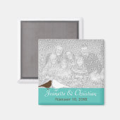 ラブバードティール（緑がかった色）ブルーカスタムの写真の日付を保存 マグネット (正面/裏面)