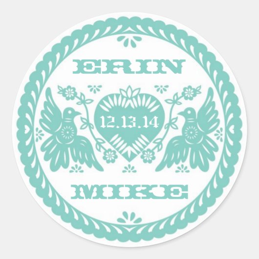 ラブバードティール（緑がかった色）3インチラウンドステッカー ラウンドシール (正面)