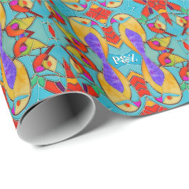 ラブバードテーマ絵を描モザイクタイルカスタム ラッピングペーパー